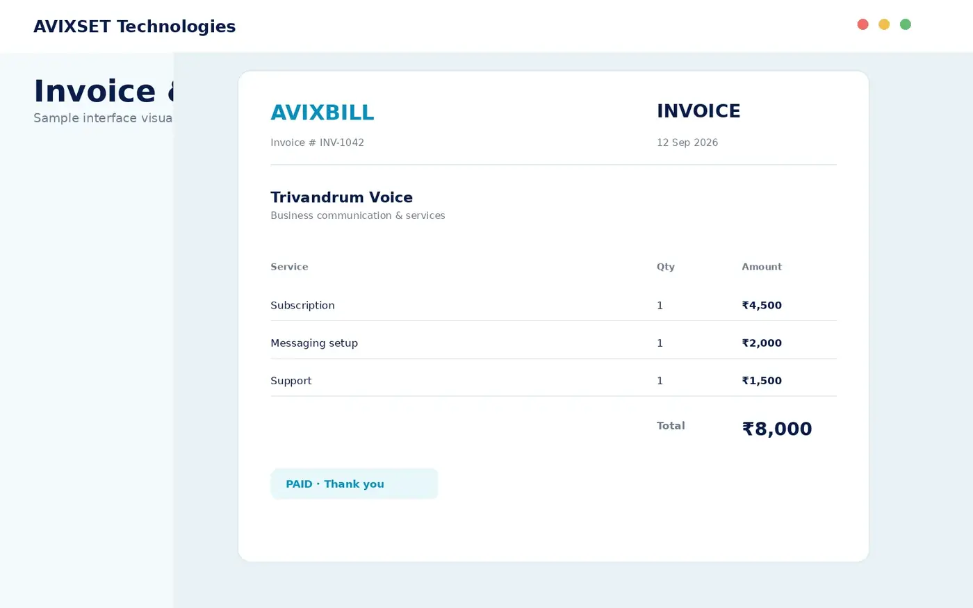 AvixBill invoice sample