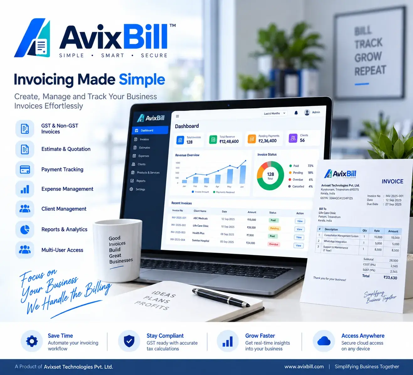 AvixBill invoicing and billing software